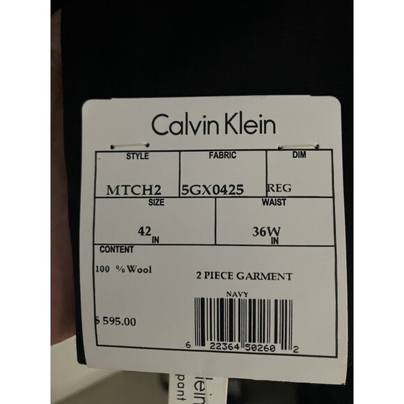 NWT Calvin Klein Navy Pinstripe Suite - 42R & 36W Pants. Unhemmed To Tailor To U - Picture 6 of 8